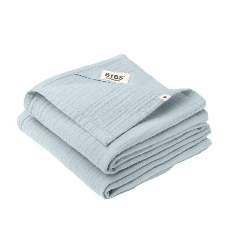 Sleep   Muslin Stofble I 2 Pak   70x70 Cm.   Baby Blue fra Bibs