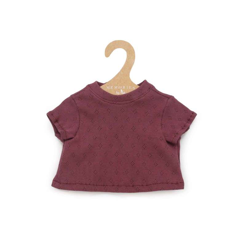 Dukketøj   43 46 Cm.   Kortærmet T Shirt   Mørk Rosa fra Memories By Asã­