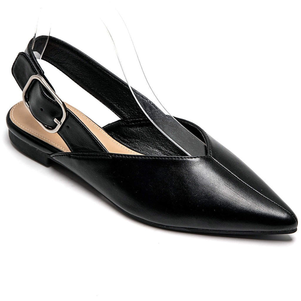 Amance Dame Slingback Ballerinaer 9705   Black fra Shoes