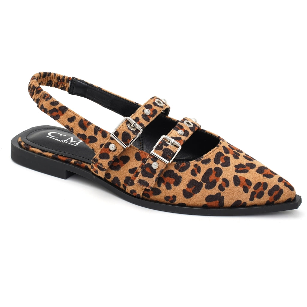 Amelia Dame Slingback Ballerinaer 8316   Leopard fra Shoes