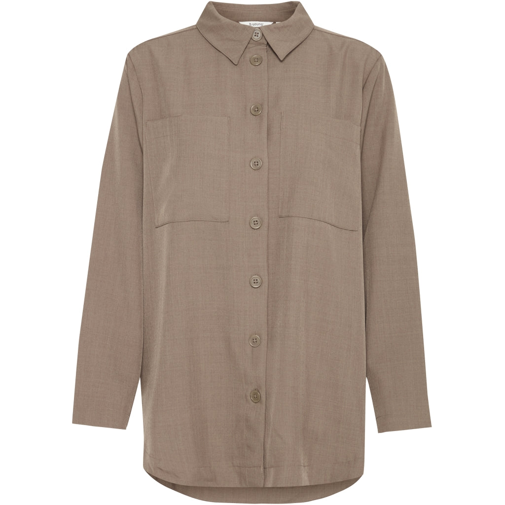 Dame Skjorte Bymmidde   Walnut Melange fra B.young