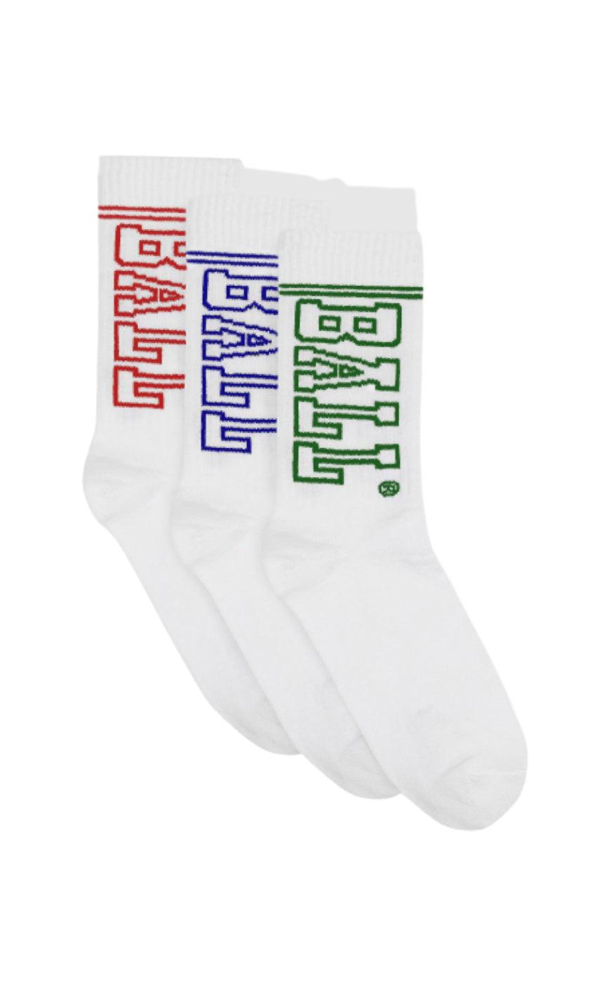 Strømper   3 Pack   White Multi Logo fra Ball Original