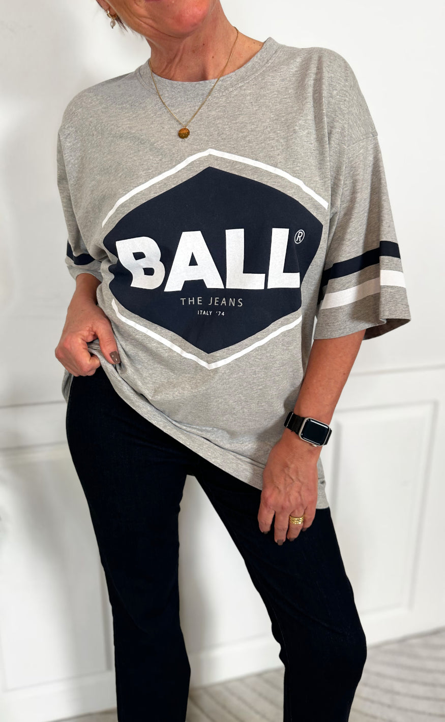 T Shirt   Noemi   Medium Grey Melange fra Ball Original