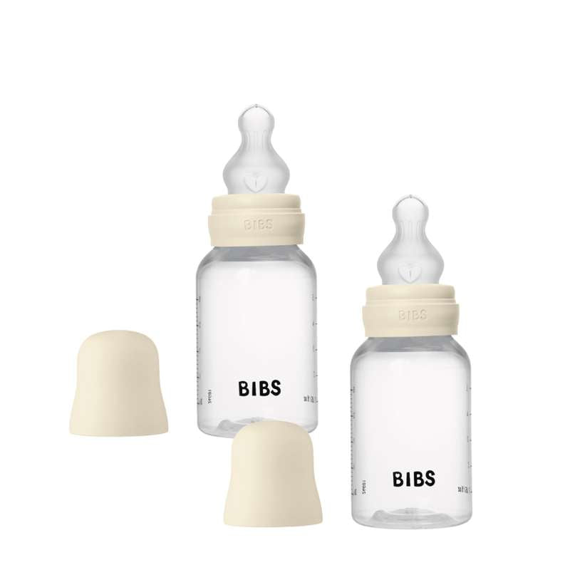Bottle   Sutteflaskesæt   Plastik   Silikone Slow Flow Rund   150 Ml.   2 Pak   Ivory fra Bibs
