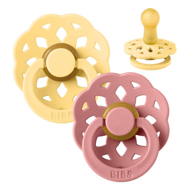 Boheme Sut   2 Pak   Str. 2   Naturgummi   Pale Butter Dusty Pink fra Bibs