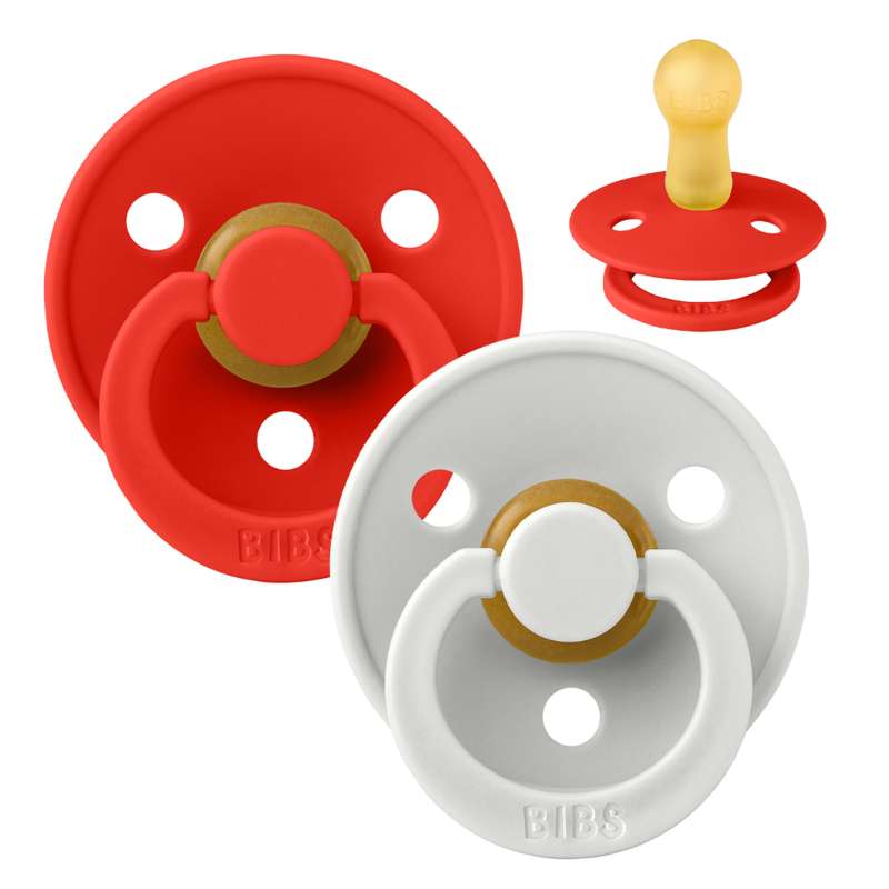 Rund Colour Sut 2 Pak Str. 2 Naturgummi Candy Apple Haze fra Bibs