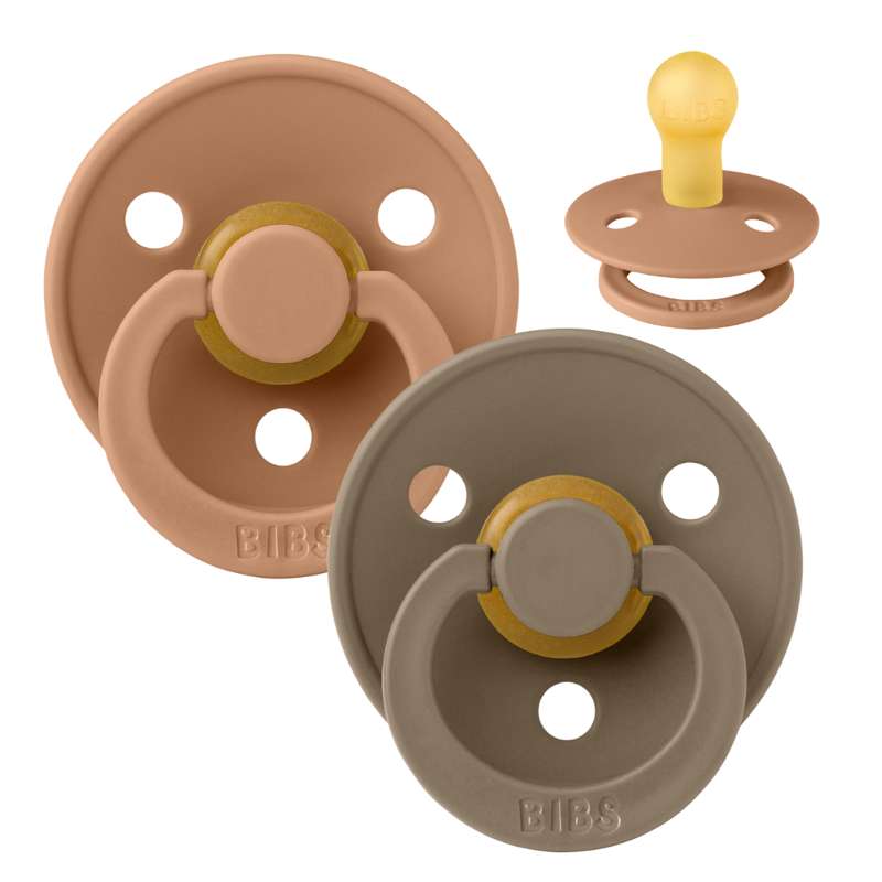 Rund Colour Sut 2 Pak Str. 1 Naturgummi Earth Dark Oak fra Bibs
