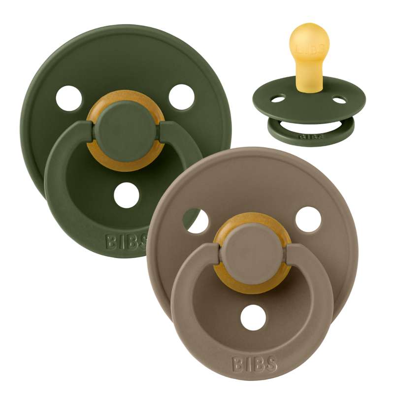 Rund Colour Sut   2 Pak   Str. 1   Naturgummi   Hunter Green Dark Oak fra Bibs