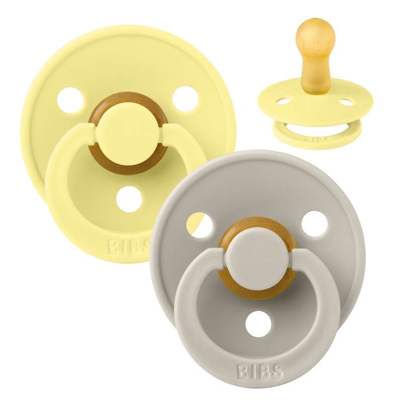 Rund Colour Sut 2 Pak Str. 2 Naturgummi Sunshine Sand fra Bibs