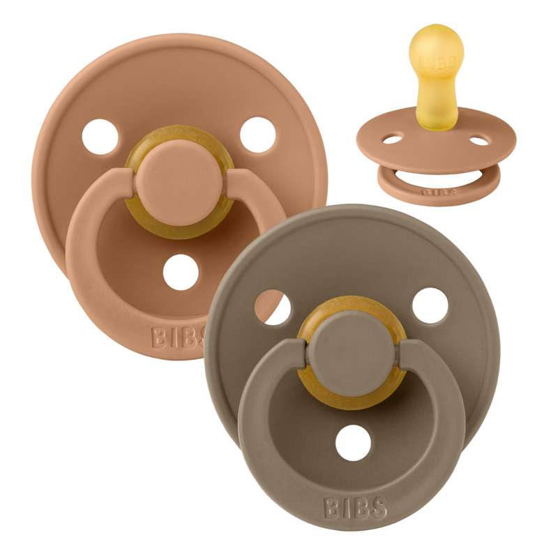 Rund Colour Sut 2 Pak Str. 2 Naturgummi Earth Dark Oak fra Bibs