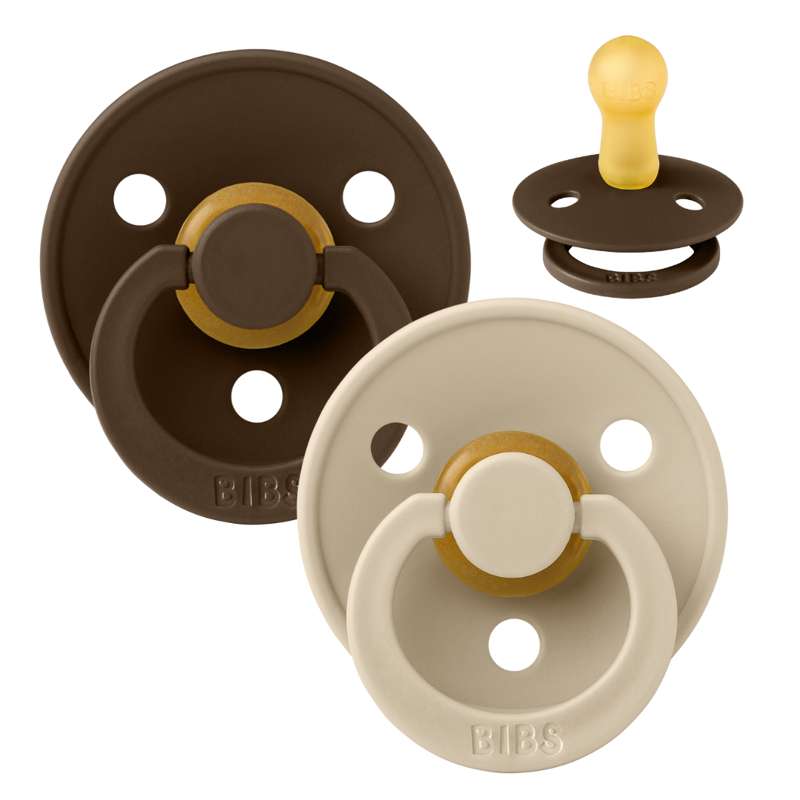 Rund Colour Sut 2 Pak Str. 2 Naturgummi Mocha Vanilla fra Bibs