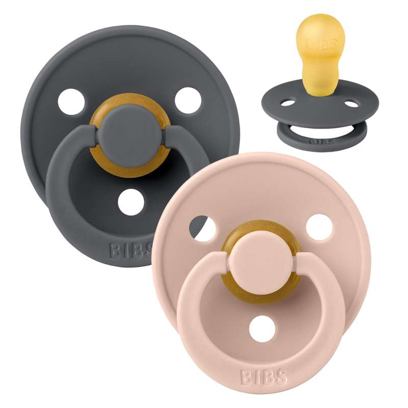 Rund Colour Sut 2 Pak Str. 3 Naturgummi Iron Blush fra Bibs