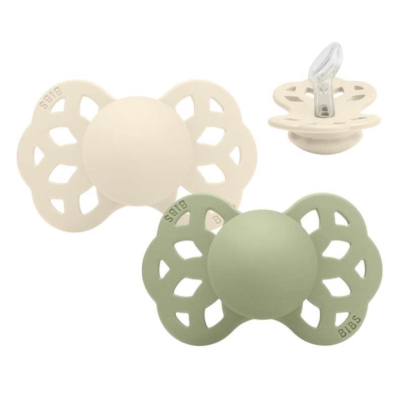 Anatomisk Infinity Sut   2 Pak   Str. 1   Silikone   Ivory Sage fra Bibs
