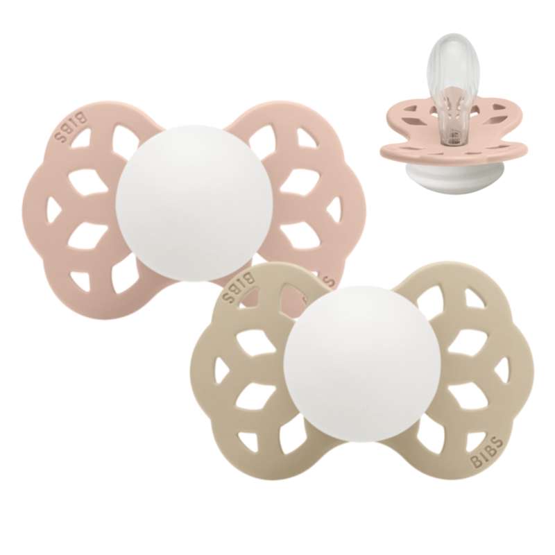 Symmetrisk Infinity Sut   2 Pak   Str. 2   Silikone   Glow   Blush Vanilla fra Bibs