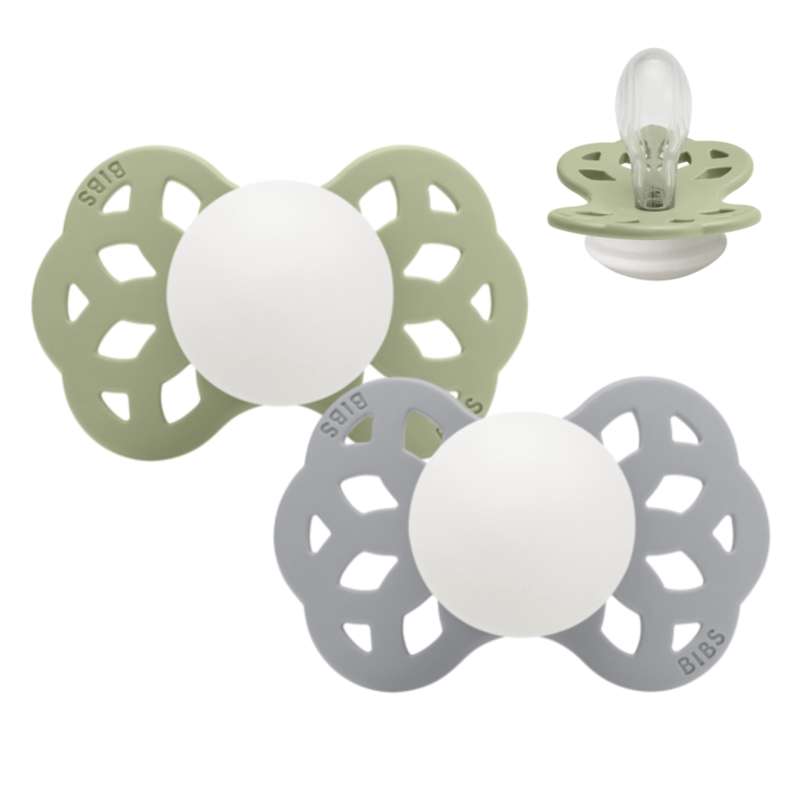 Symmetrisk Infinity Sut   2 Pak   Str. 2   Silikone   Glow   Sage Cloud fra Bibs