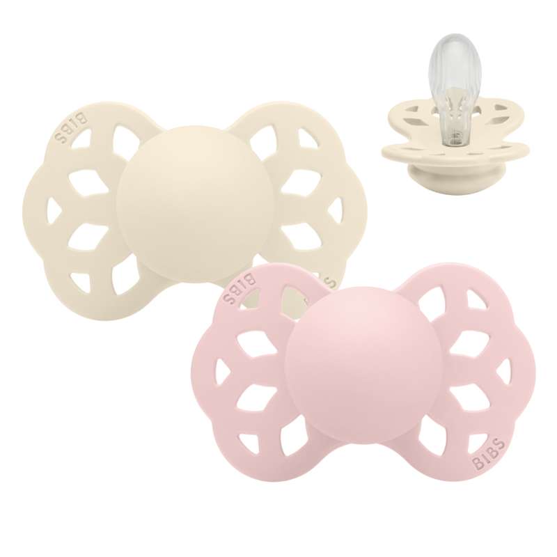 Symmetrisk Infinity Sut   2 Pak   Str. 2   Silikone   Ivory Blossom fra Bibs
