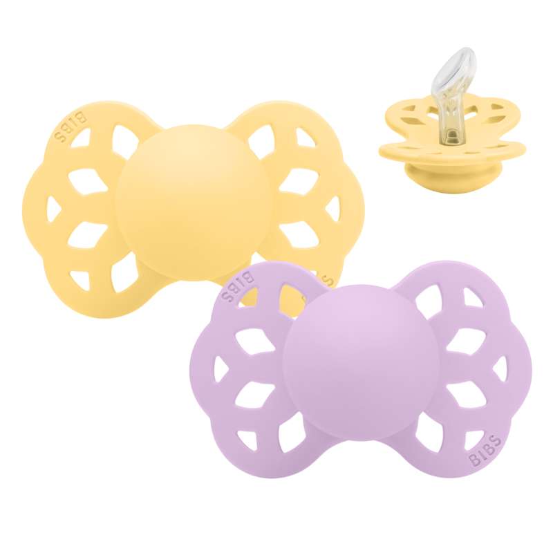 Anatomisk Infinity Sut   2 Pak   Str. 1   Silikone   Pale Butter Violet Sky fra Bibs