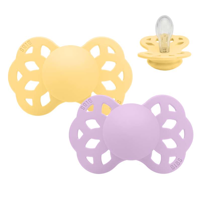 Symmetrisk Infinity Sut   2 Pak   Str. 1   Silikone   Pale Butter Violet Sky fra Bibs