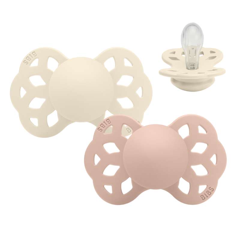 Symmetrisk Infinity Sut   2 Pak   Str. 1   Silikone   Ivory Blush fra Bibs