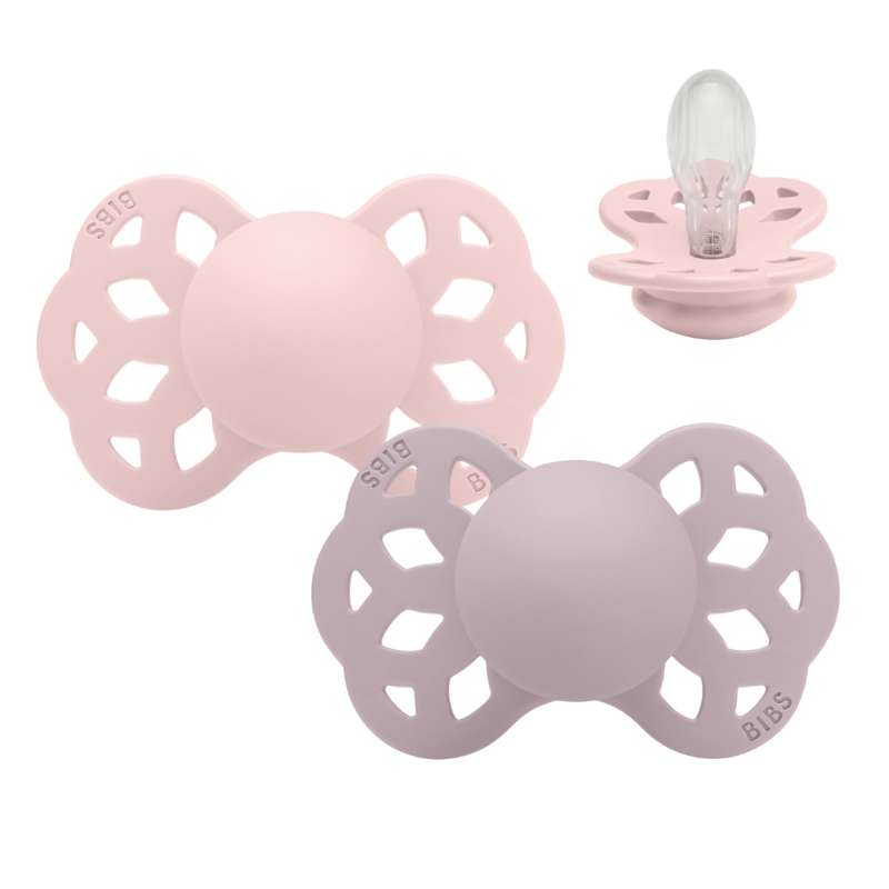 Symmetrisk Infinity Sut   2 Pak   Str. 2   Silikone   Blossom Dusky Lilac fra Bibs