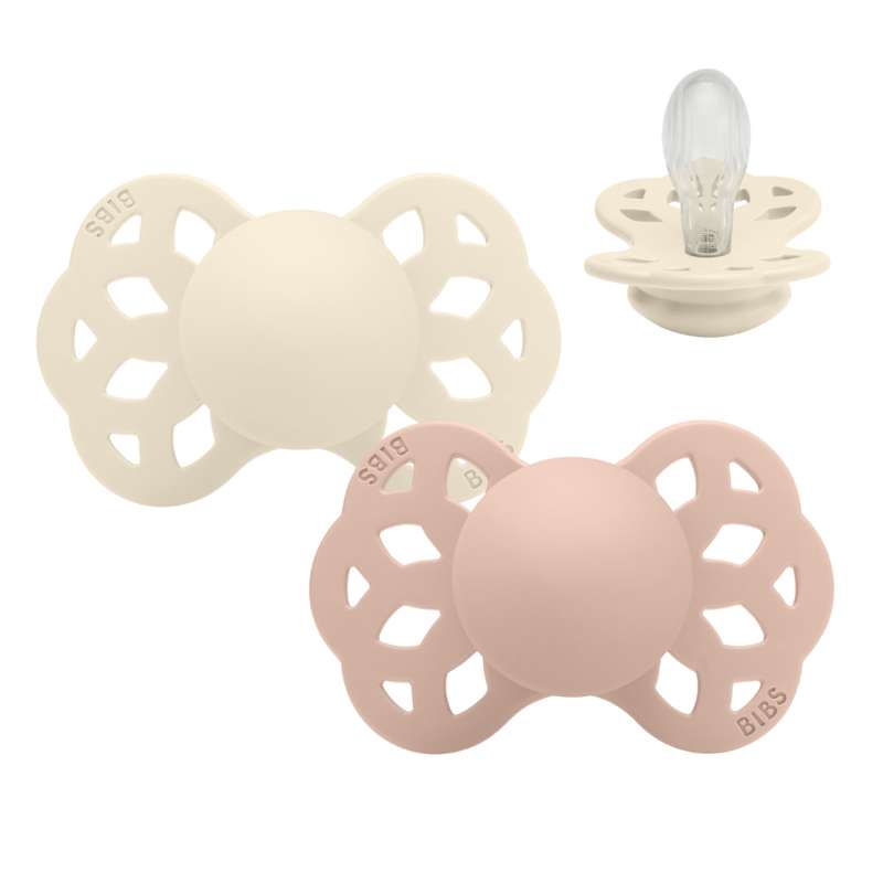 Symmetrisk Infinity Sut   2 Pak   Str. 2   Silikone   Ivory Blush fra Bibs