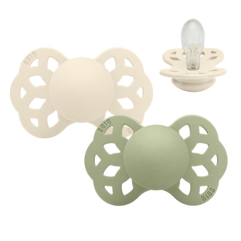Symmetrisk Infinity Sut   2 Pak   Str. 2   Silikone   Ivory Sage fra Bibs
