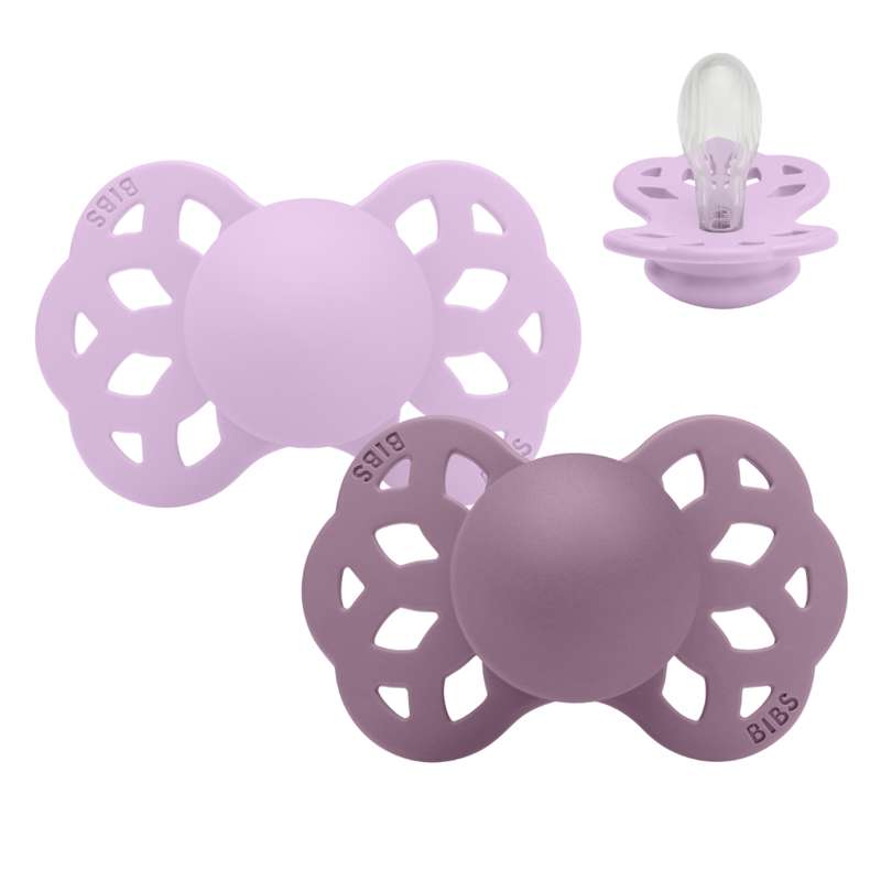 Symmetrisk Infinity Sut   2 Pak   Str. 2   Silikone   Violet Sky Mauve fra Bibs