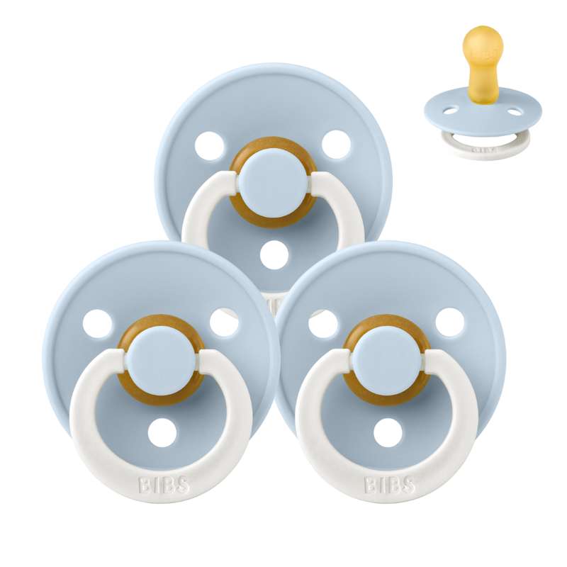 Rund Colour Sut Sampak 3 Stk. Str. 2 Glow Baby Blue fra Bibs