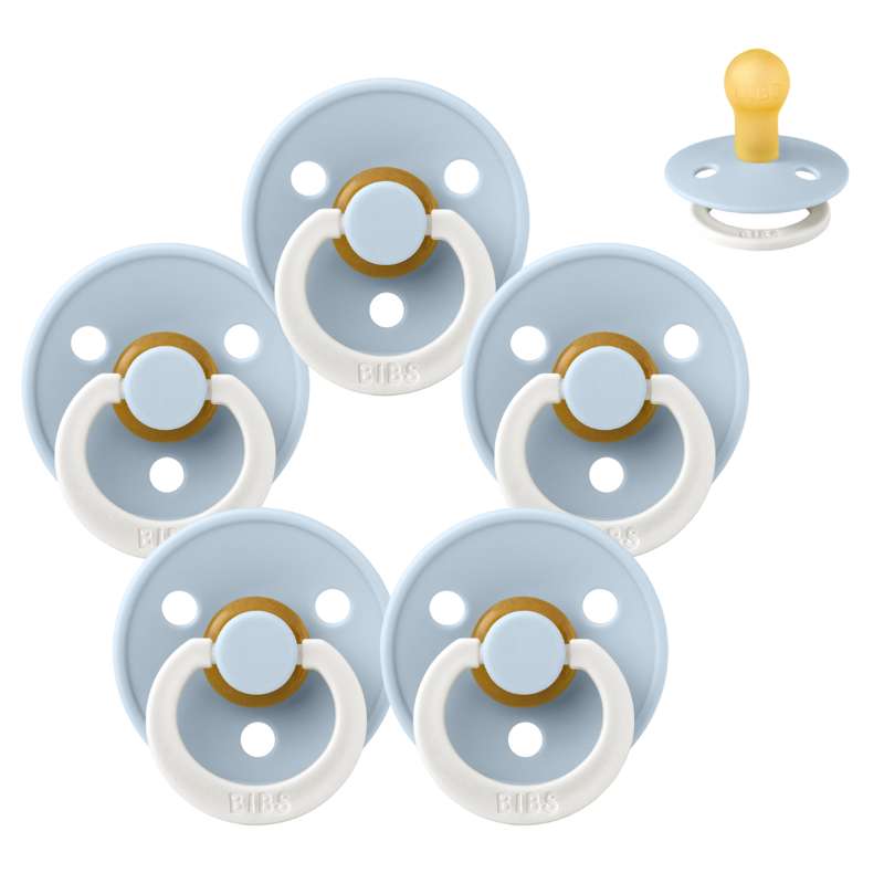 Rund Colour Sut   Sampak   5 Stk.   Str. 1   Glow   Baby Blue fra Bibs
