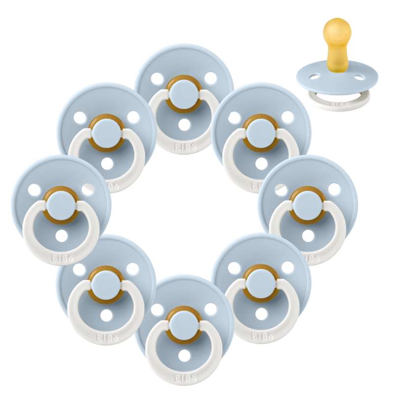 Rund Colour Sut Sampak 8 Stk. Str. 2 Glow Baby Blue fra Bibs