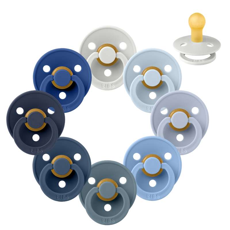 Rund Colour Sut Sampak 8 Stk. Str. 1 Blue Eyed Baby fra Bibs