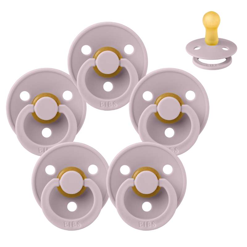 Rund Colour Sut Sampak 5 Stk. Str. 2 Dusky Lilac fra Bibs