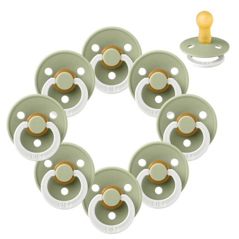 Rund Colour Sut   Sampak   8 Stk.   Str. 2   Glow   Sage fra Bibs