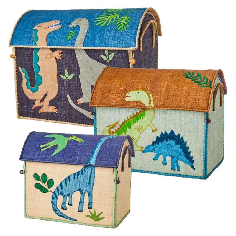 Raffia Opbevaringshuse   Dinosaur   3 Stk. fra Rice