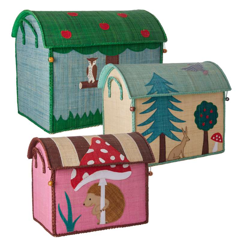 Raffia Opbevaringshuse   Happy Forest   3 Stk. fra Rice