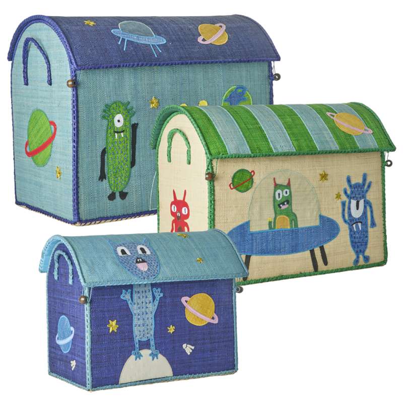 Raffia Opbevaringshuse   Monsters   3 Stk. fra Rice