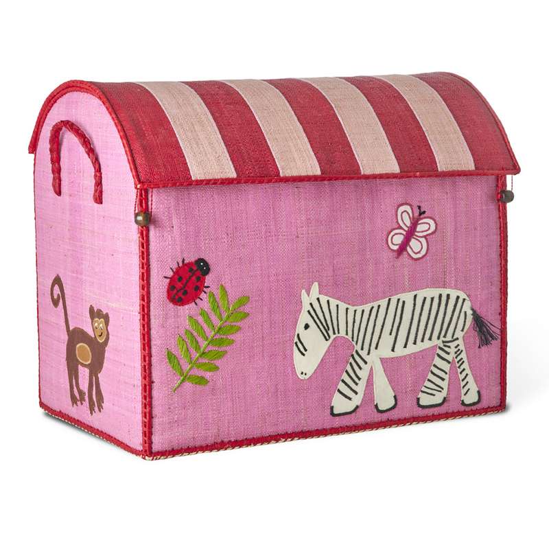 Raffia Opbevaringshus   Wildlife   Pink   Stor fra Rice