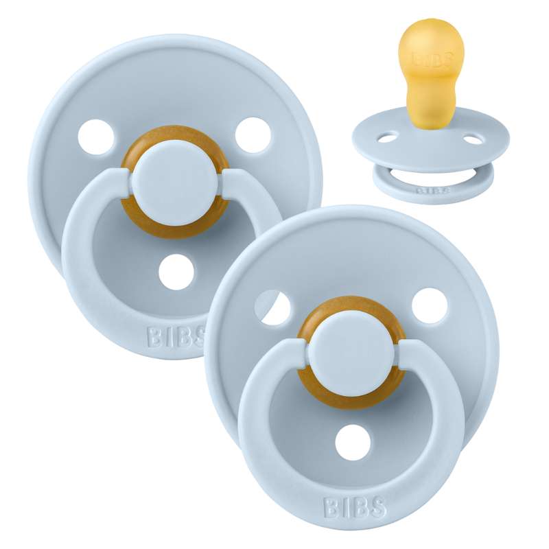 Rund Colour Sut 2 Pak Str. 3 Naturgummi Baby Blue Baby Blue fra Bibs
