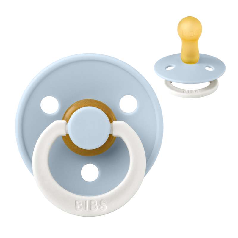 Rund Colour Sut   Str. 2   Naturgummi   Glow   Baby Blue fra Bibs