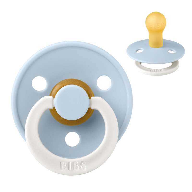 Rund Colour Sut   Str. 1   Naturgummi   Glow   Baby Blue fra Bibs