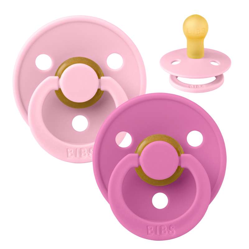 Rund Colour Sut   2 Pak   Str. 1   Naturgummi   Baby Pink Bubblegum fra Bibs