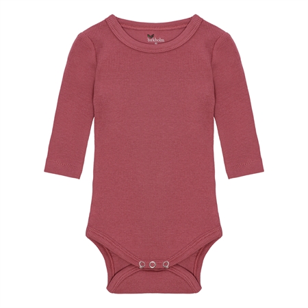 Langærmet Rib Body Rabarber Rosa fra Birkholm