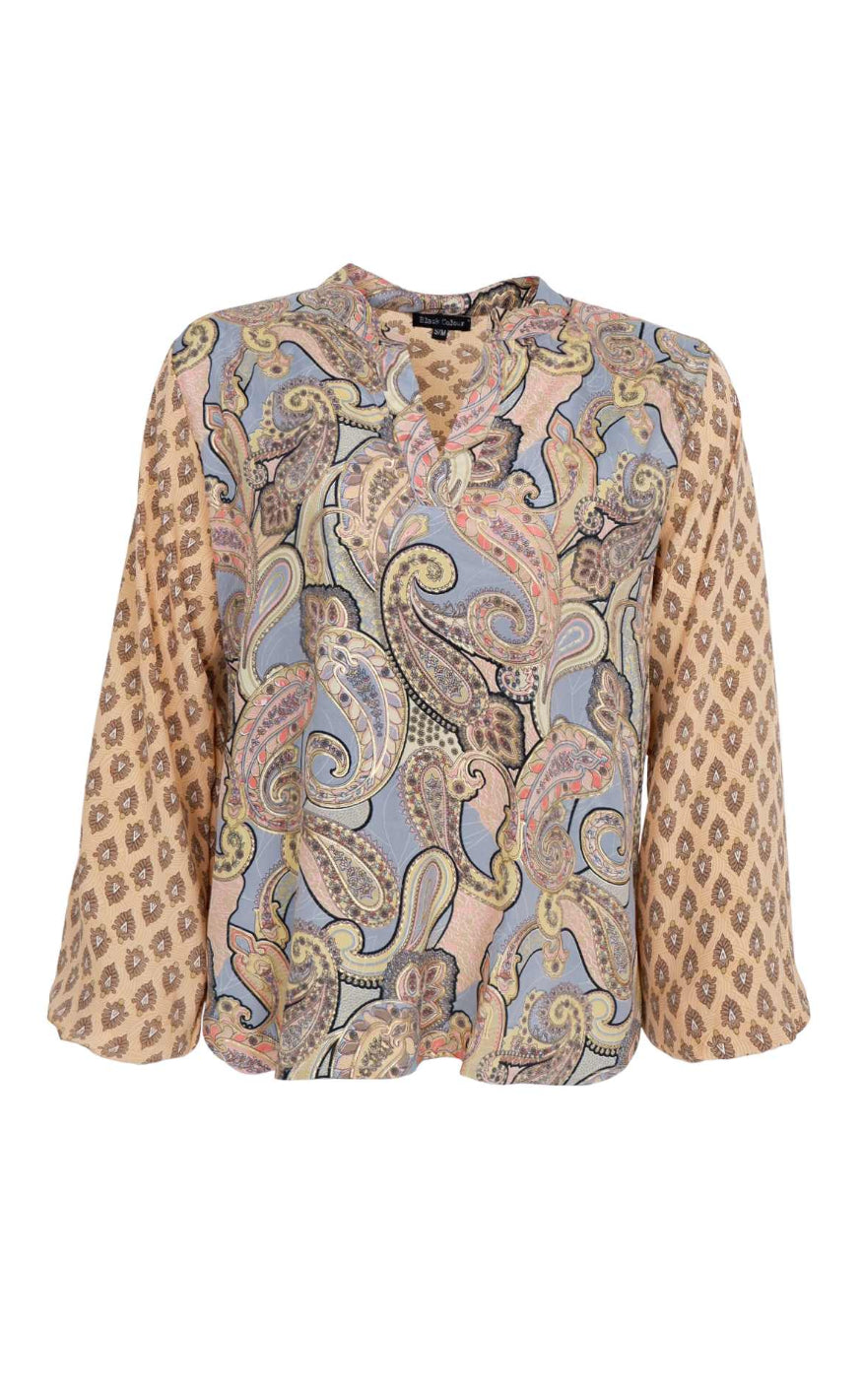 Bluse   Luna   Paradise Sky Mix fra Black Colour