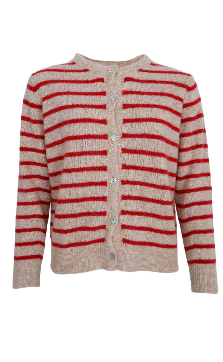 Cardigan   Dell Striped   Red fra Black Colour