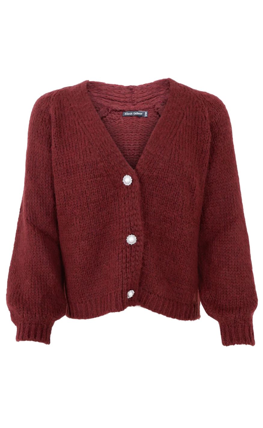 Cardigan   Pearl Knit   Wine fra Black Colour