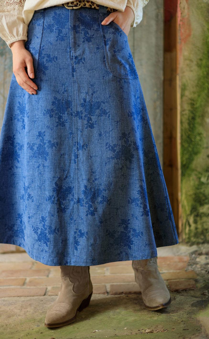 Nederdel   Fiola   Denim Blue fra Black Colour