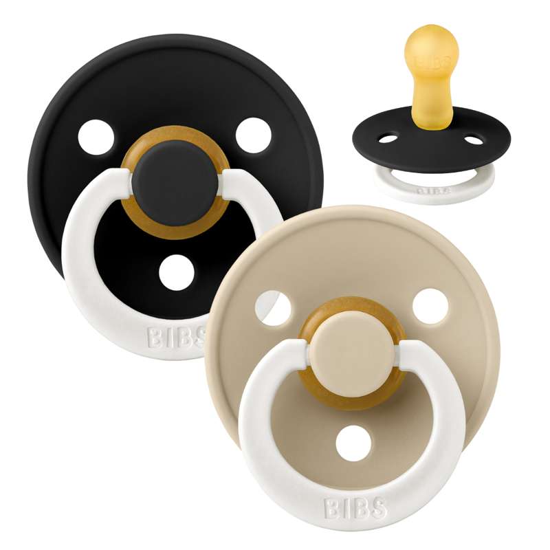 Rund Colour Sut 2 Pak Str. 2 Naturgummi Glow Black Vanilla fra Bibs