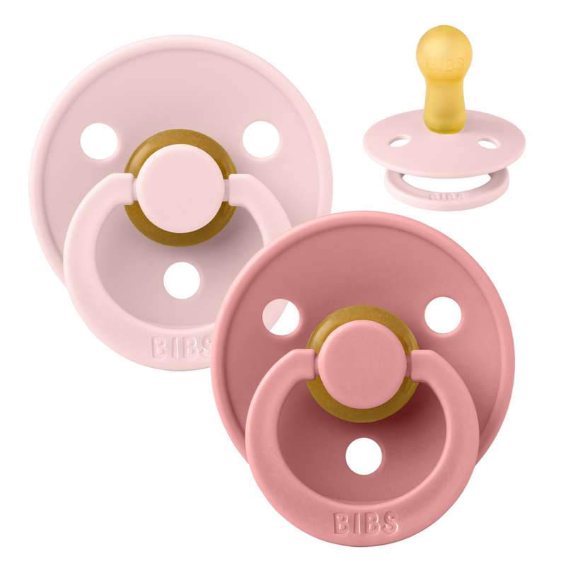 Rund Colour Sut   2 Pak   Str. 2   Naturgummi   Blossom Dusty Pink fra Bibs
