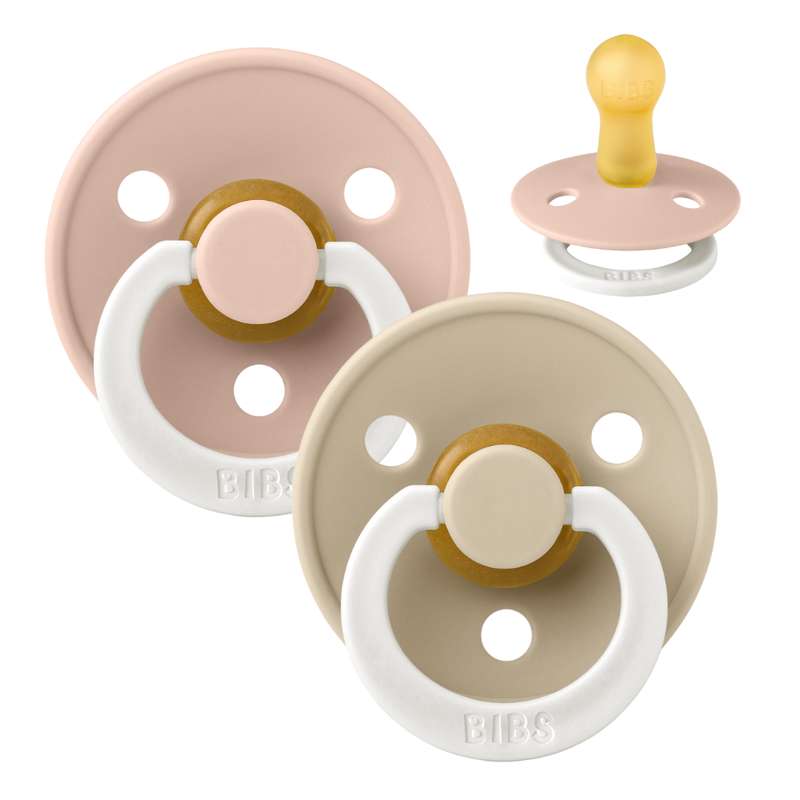 Rund Colour Sut 2 Pak Str. 2 Naturgummi Glow Blush Vanilla fra Bibs