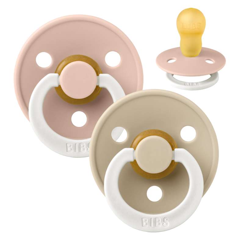 Rund Colour Sut 2 Pak Str. 3 Naturgummi Glow Blush Vanilla fra Bibs